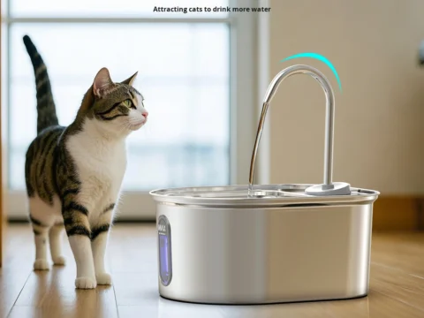 Stainless Steel Automatic Dog Water Dispenser – Rechargeable Pet Water Fountain with Circulating Filtration System