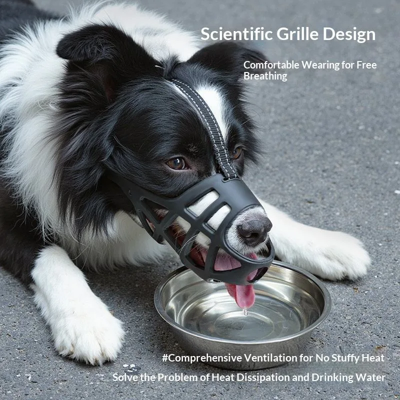 Premium Adjustable Basket Dog Muzzle – Breathable Anti-Bite Dog Muzzle with Reflective Straps