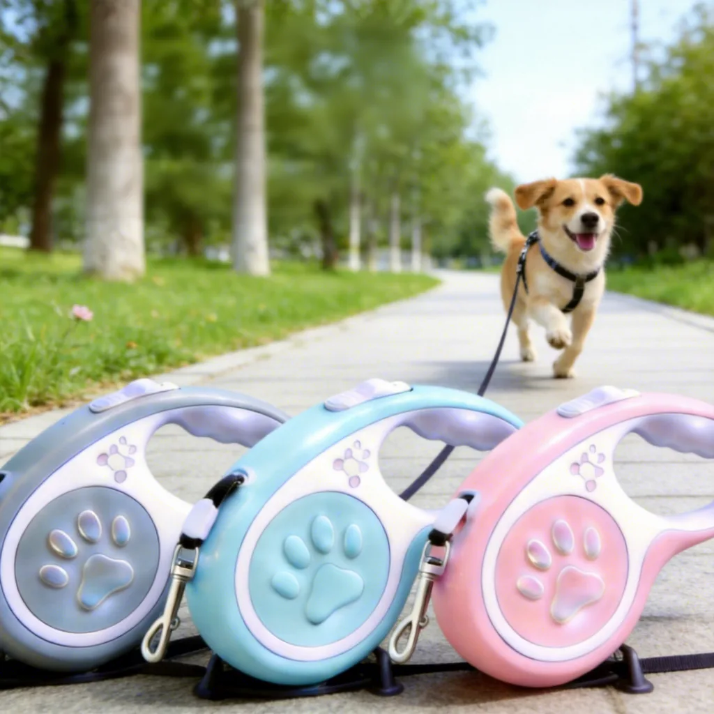 Cute Paw Print Retractable Dog Leash – Automatic Extending Pet Walking Lead for Small and Medium Dogs
