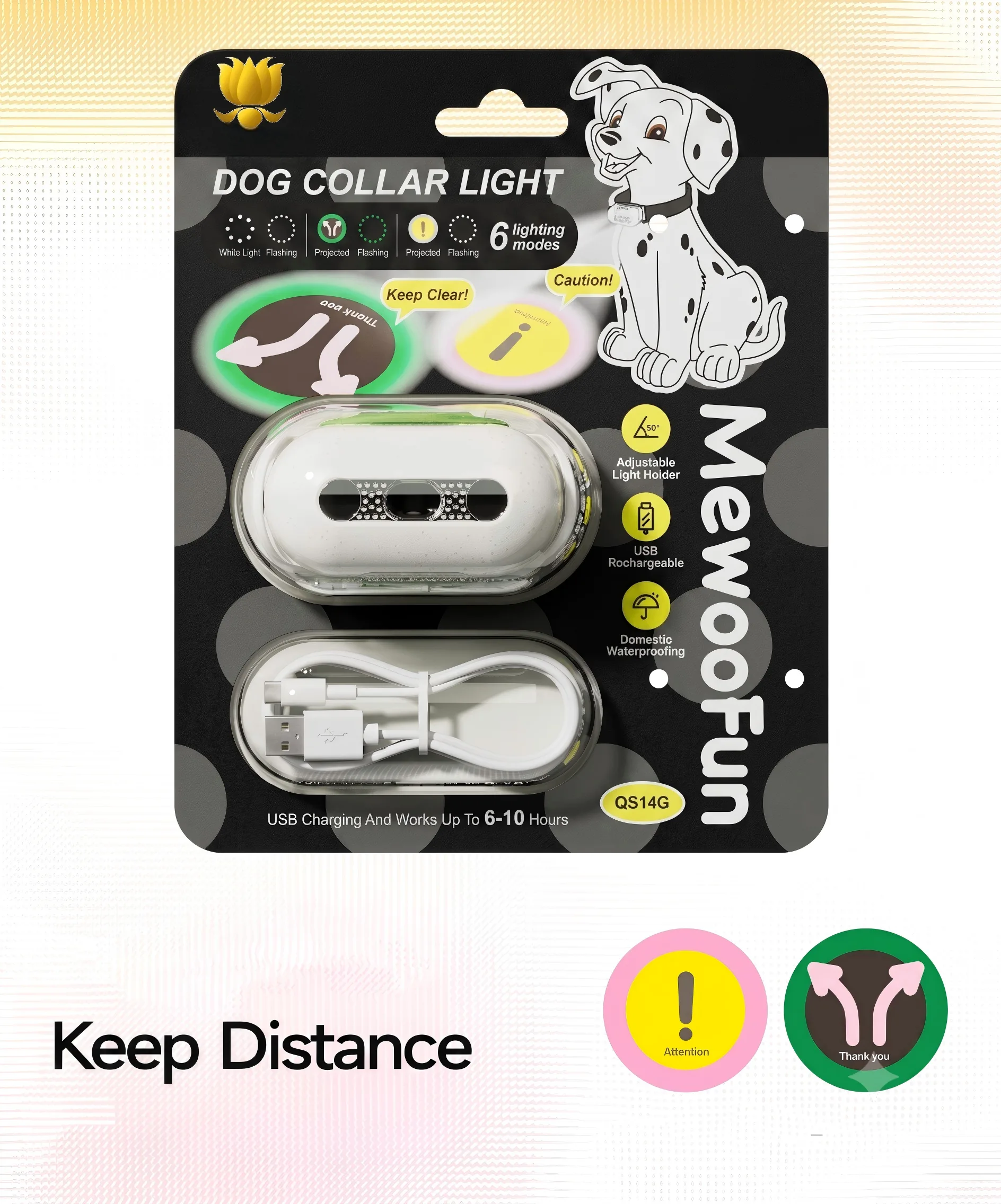 Rechargeable LED Light Up Dog Collar – Waterproof RGB Glowing Safety Collar for Dogs