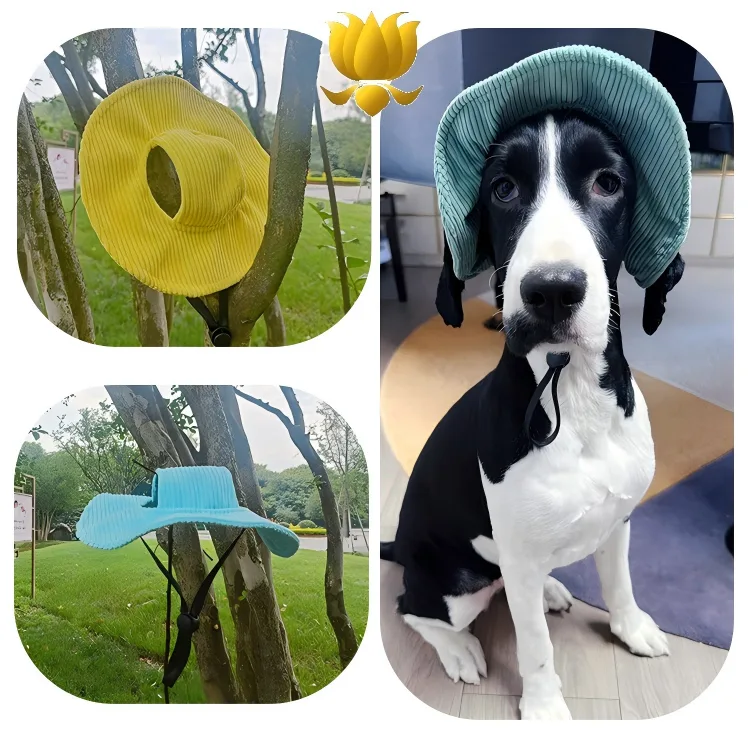 INS-Style Fashionable Pet Bucket Hat with Ear Holes – Sun Protection Camping Cap for Dogs and Cats