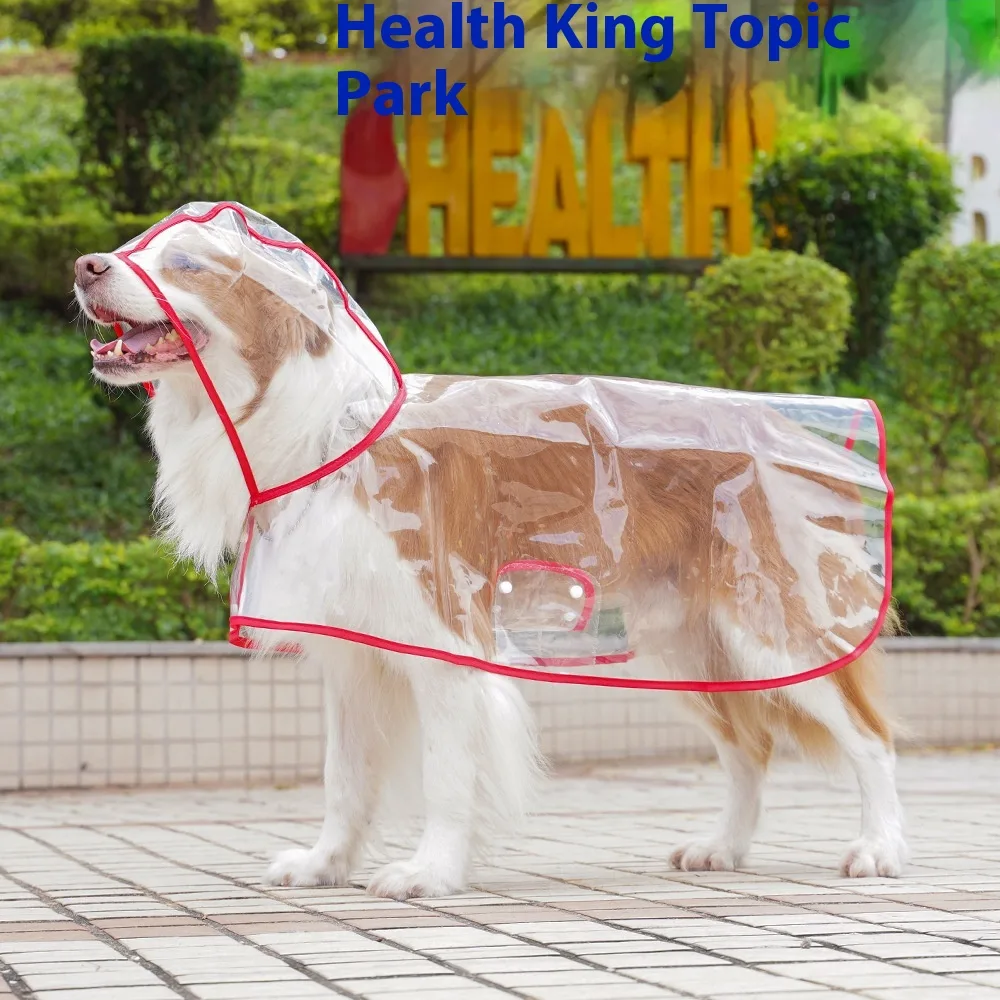 Large Clear Waterproof Dog Raincoat – Transparent Pet Rain Coat for Small, Medium & Large Dogs