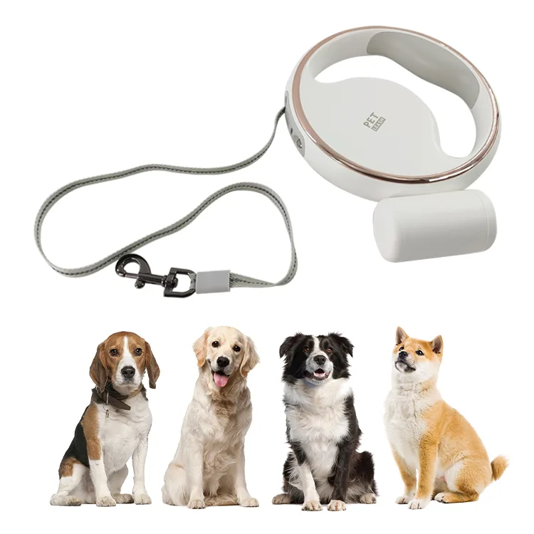 Premium 500 cm Rechargeable Retractable Dog Leash with Flashlight & Waste Bag Dispenser | Customizable B2B Wholesale