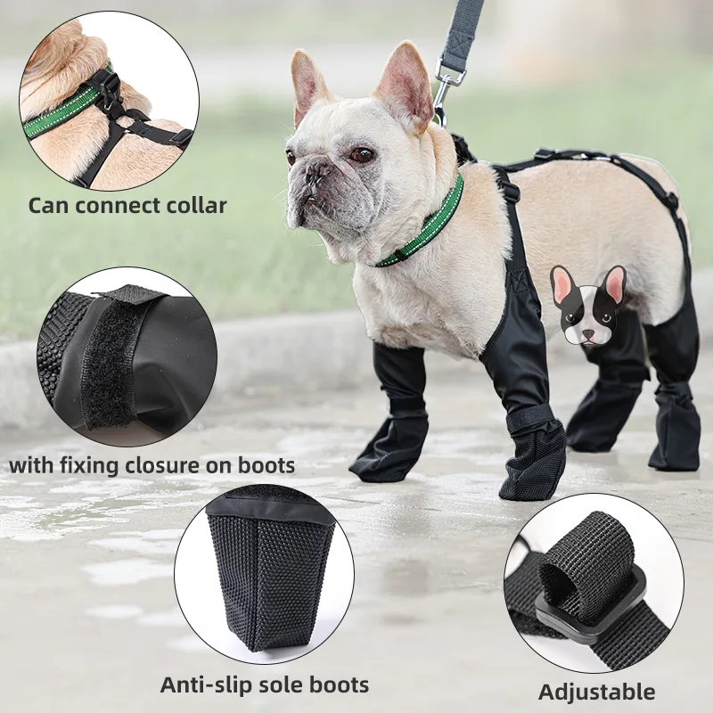 Luxury Adjustable Pet Rain Boots with Leggings – Waterproof Long Dog Paw Shoes for All-Weather Protection
