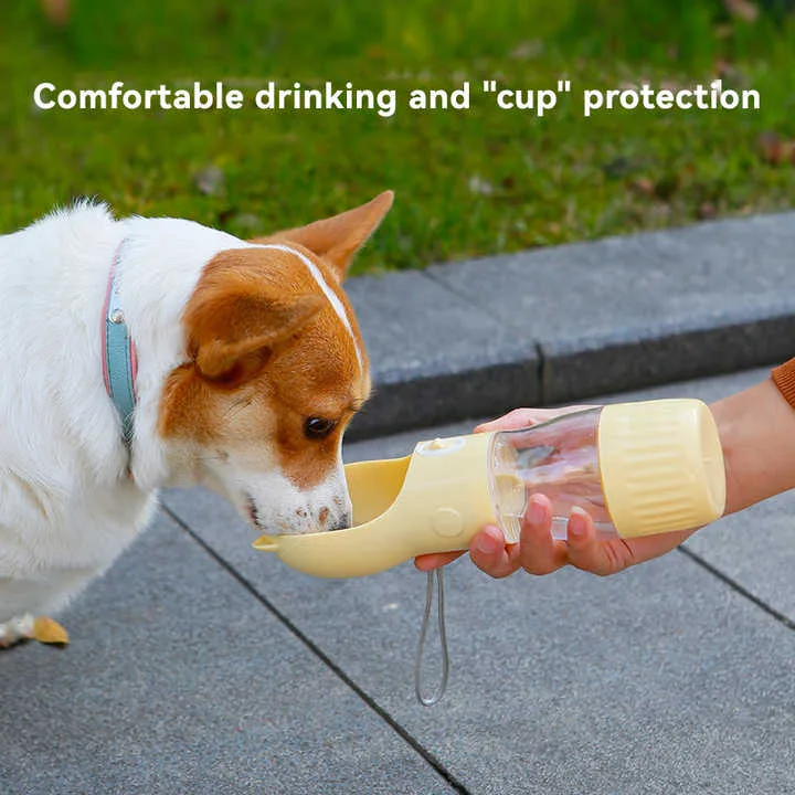 Wholesale Portable Pet Water Bottle With Food Container Reusable Water Dispenser Promotional 300ml Dog Water Bottles
