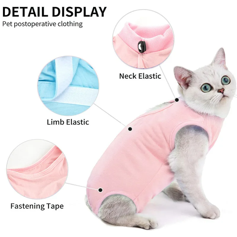 Premium Breathable Cotton Cat Recovery Suit: Anti-Licking Post-Surgery & Weaning Apparel