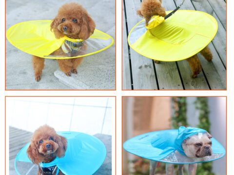 Premium UFO Flying Saucer Dog Raincoat: Foldable Transparent PVC Poncho for Small Breeds