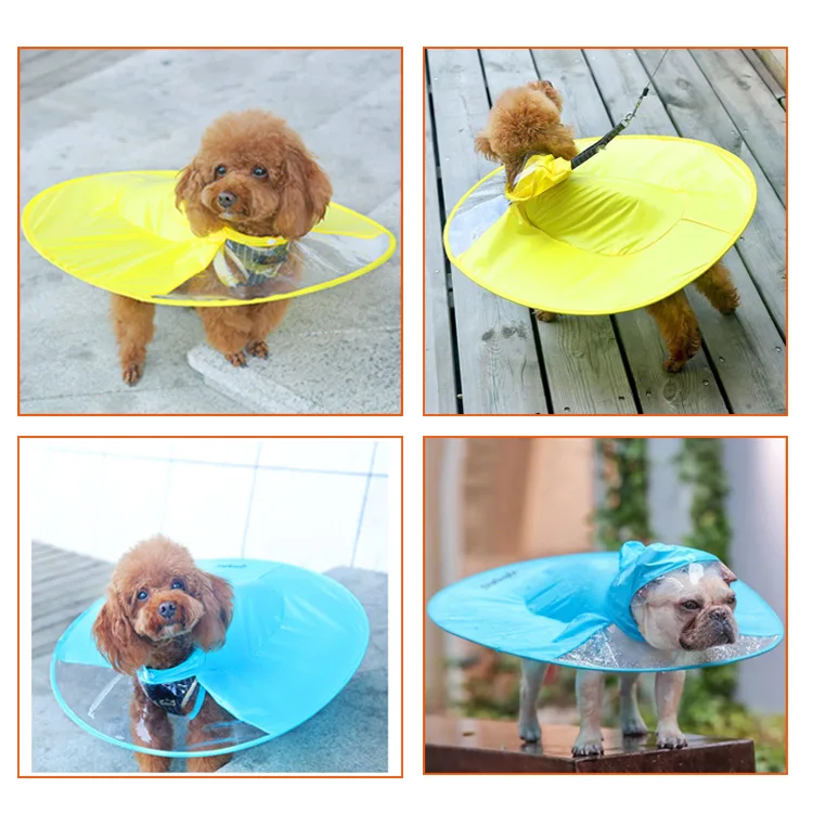 Premium UFO Flying Saucer Dog Raincoat: Foldable Transparent PVC Poncho for Small Breeds