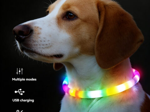 USB Rechargeable LED Cat Collar Light Up Pet Collar – Waterproof Adjustable Silicone Safety Collar for Cats & Dogs