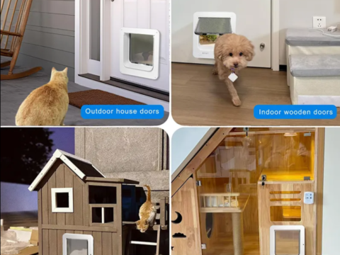 Smart RFID Microchip Cat Door for Interior & Exterior | Automatic Pet Door with RFID Collar Access