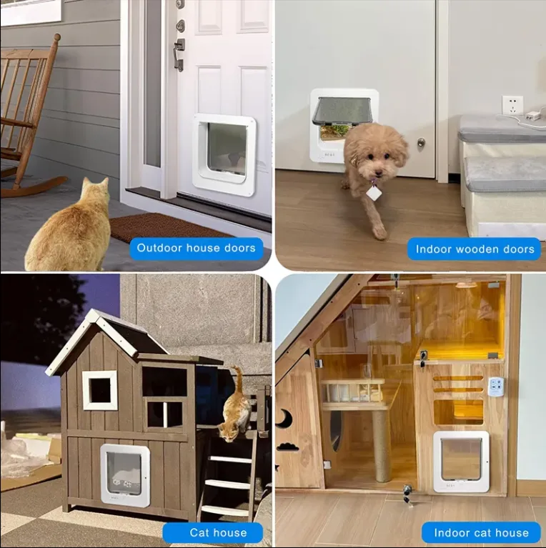 Smart RFID Microchip Cat Door for Interior & Exterior | Automatic Pet Door with RFID Collar Access
