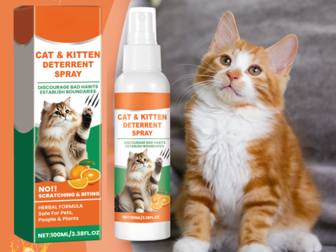 Herbal Formula Cat Deterrent Spray / Pet Training Spray for No Scratch Behavior Control – Natural Cat Repellent Solution for Home Protection