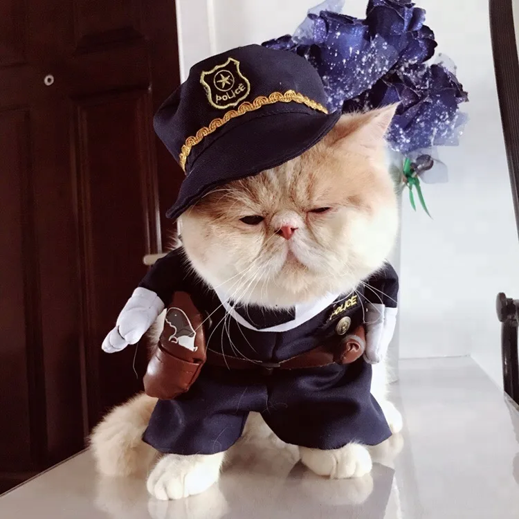 Funny Dark Blue Pet Policeman Costume Uniform Style – Cute Cosplay Dog Clothes & Cat Costumes Wholesale
