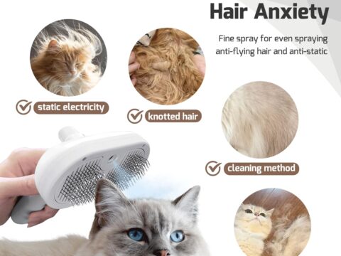 3 In 1 Cat Steam Brush for Shedding – Self Cleaning Pet Grooming Comb with Steam Mist, Type-C Fast Charging Design for Cats and Dogs