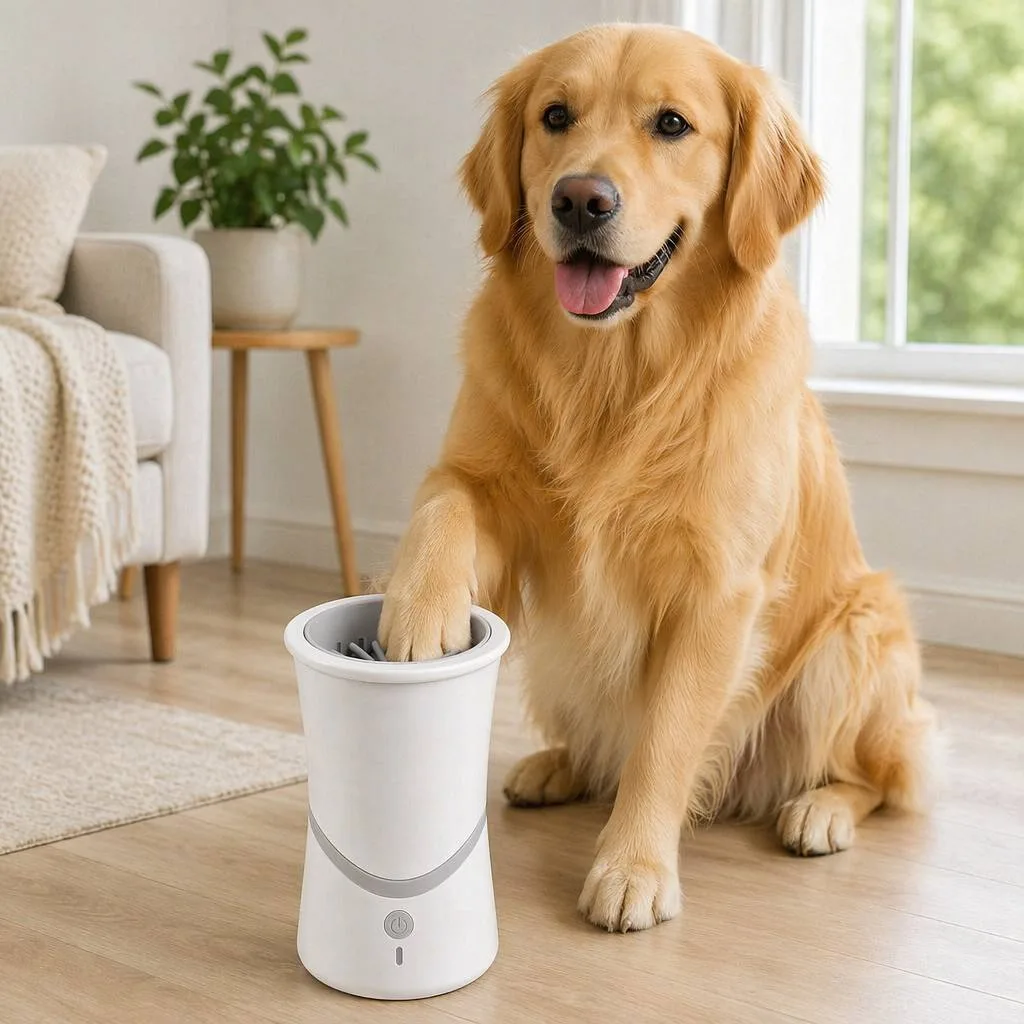 Automatic Dog Paw Washer – Portable Electric Pet Foot Cleaner with Gentle Silicone Bristles for Dogs and Cats