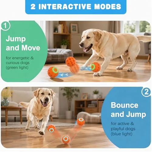 Interactive Dog Toy Ball – Motion Activated Rechargeable Automatic Moving Ball with LED Lights for Dogs