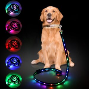 4 Ft LED Dog Leash with 12 Lighting Modes – Wholesale Rechargeable Glow Safety Leash for Dogs