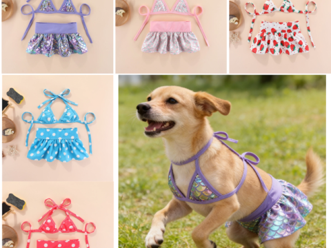Mermaid Beach Dog Sexi Swimsuit Open Bikini Puppy Bathing Dress Pet Clothes Dog Bikini